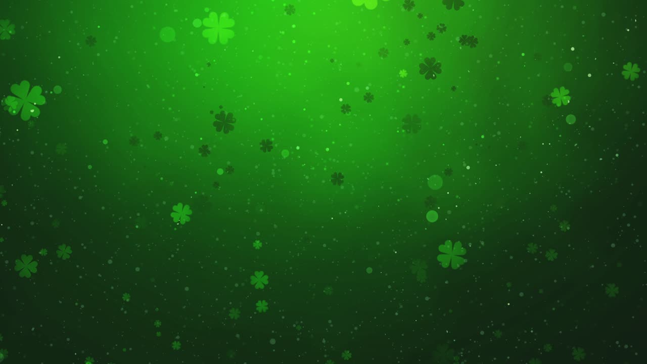Loopable Animation of Shamrocks and Clovers Falling Gracefully Against a Festive Green Irish Backdrop - St. Patrick's Day