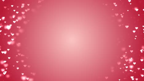 4k loop red abstract video corner frame and border with copy space with flying hearts saint