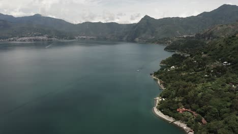 scenic view of atitlan lake in guatemala - aerial drone shot