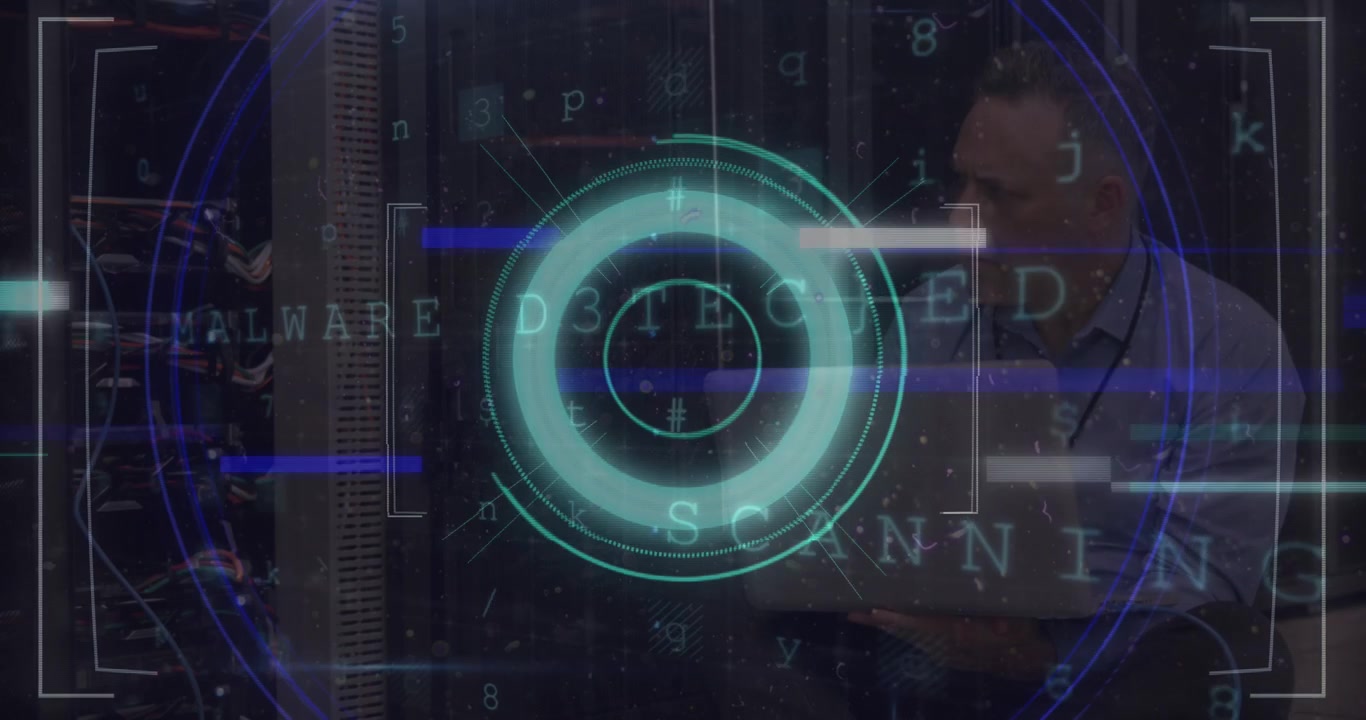 Animation of text with globe and network of connections