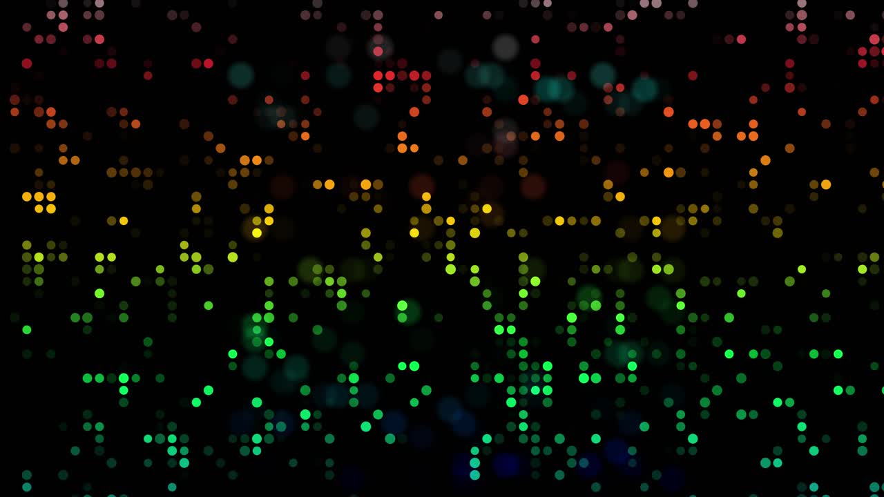Flickering Retro Patterns and Colorful Circles in Seamless Loop. Electric Circuit Signal Animation with Illuminating Light Effect
