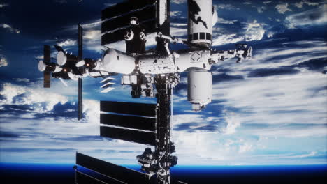 international space station rotates solar panels in outer space