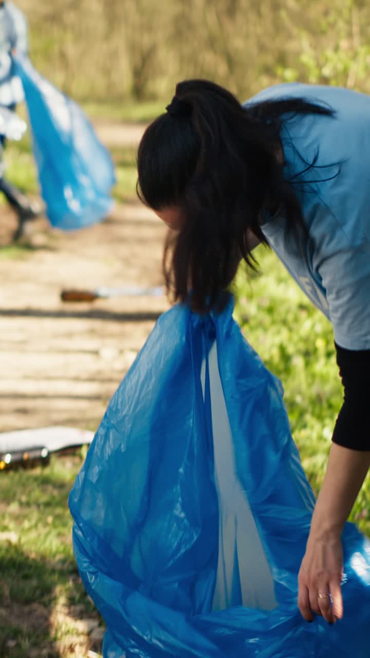 Volunteers Cleaning Up Litter in a Park