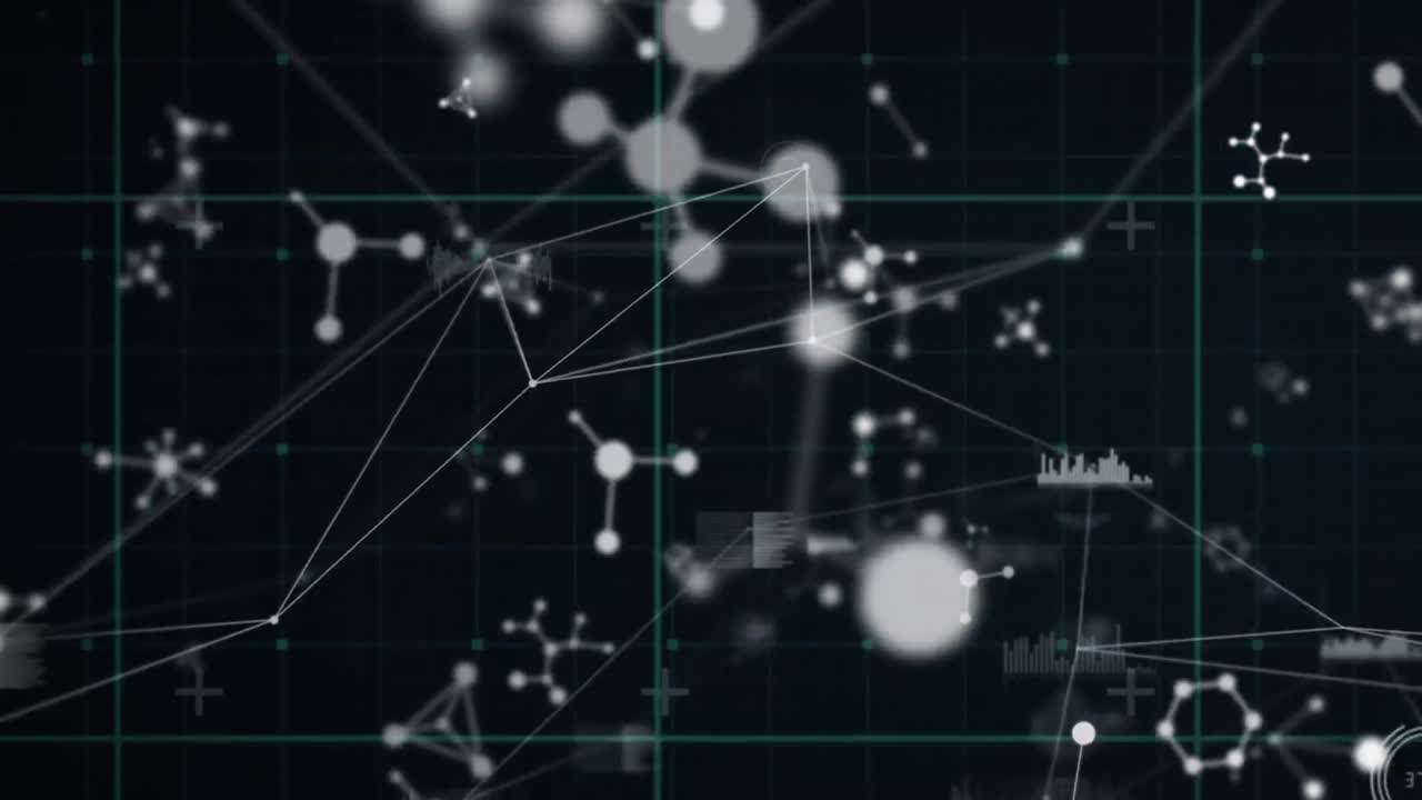 animación de la red de conexiones con moléculas a través del procesamiento de datos