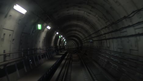 in the dark subway tunnel