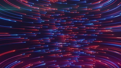 fondo de neón abstracto de líneas de luz girando en el espacio. bucle sin costuras 3d render