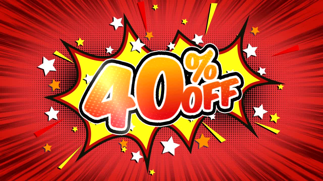 40% de descuento - texto de estilo cómico