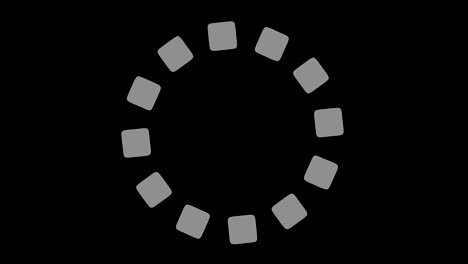 graphic object in black and white with stroboscopic and hypnotic effect, which rotates clockwise decreasing the size from full screen to disappearing in the center, in 16: 9 video format