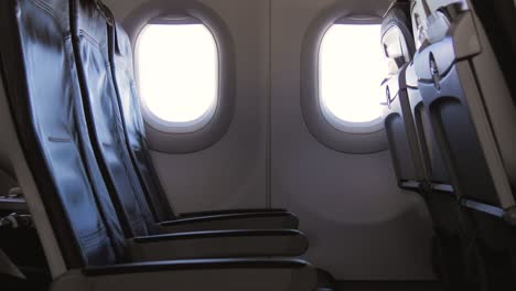 passenger airplane leather seats and windows