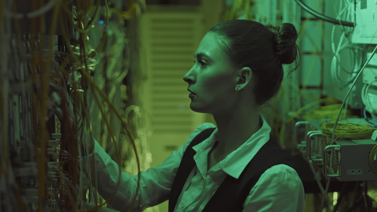 técnico que trabaja en una sala de servidores