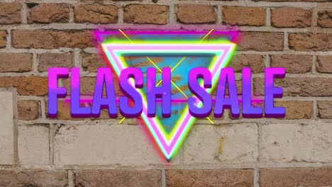 animation of the words flash sale in pink and purple letters and colourful triangles