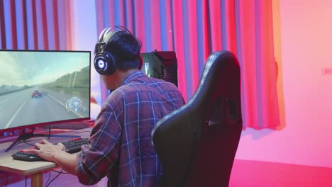 gamer playing a racing game