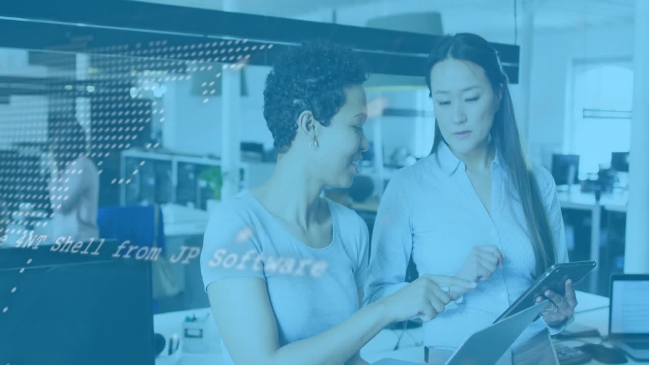 전화 헤드 ⁇ 을 사용하는 비즈니스 사람들을 통해 연결 네트워크의 애니메이션