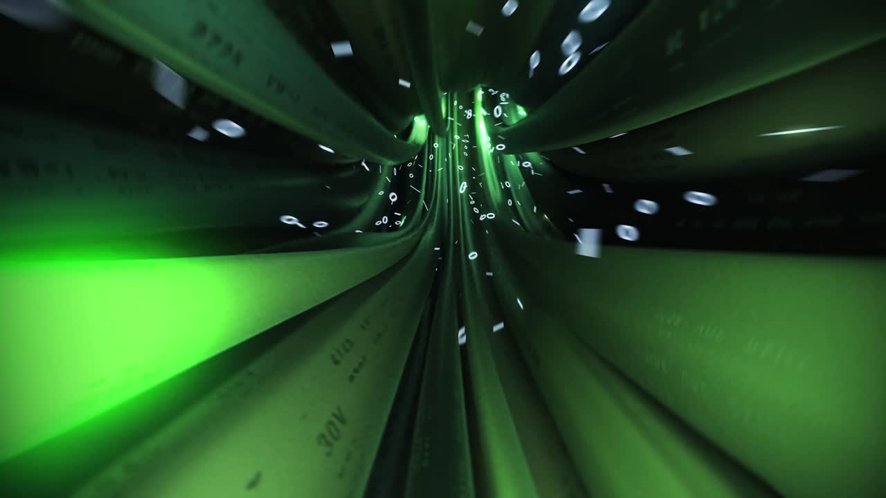 Wires cables binary fly through data internet power electric circuit fiber 4k