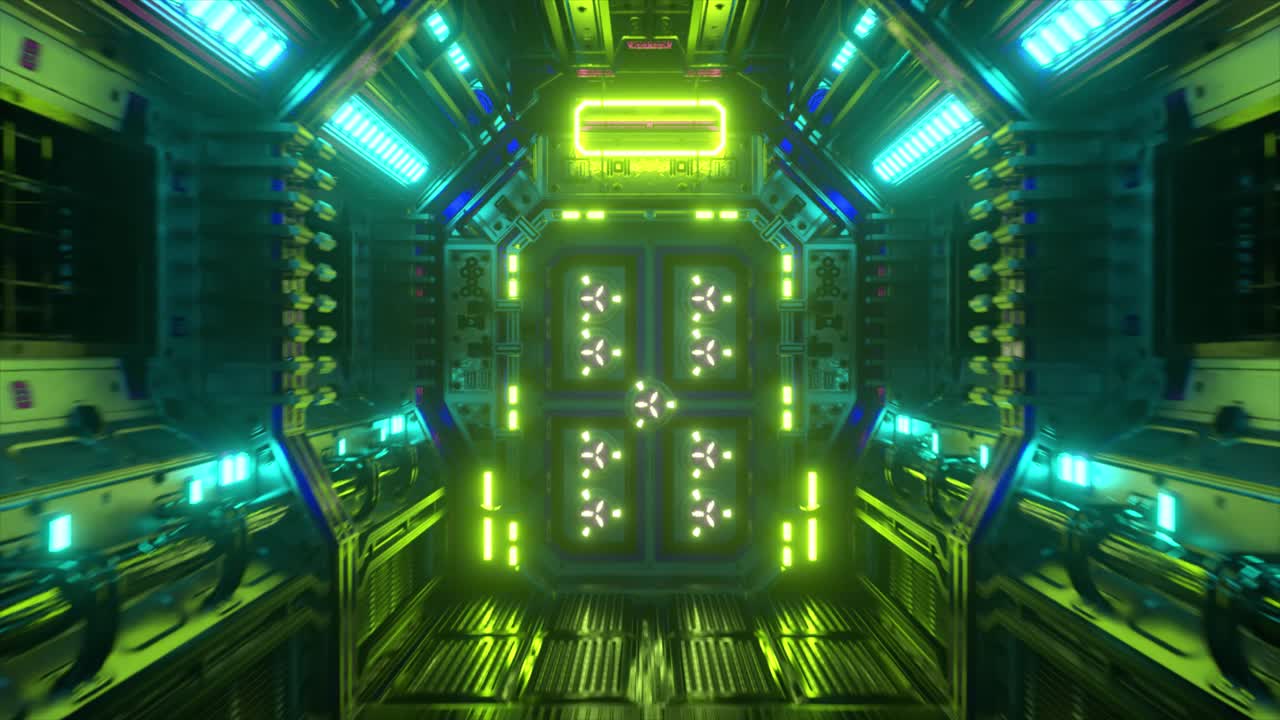 corredor de túnel de neón futurista y brillante