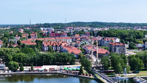 Beautiful cityscape of Gizycko, aerial drone view