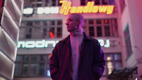 stylish man in a night city