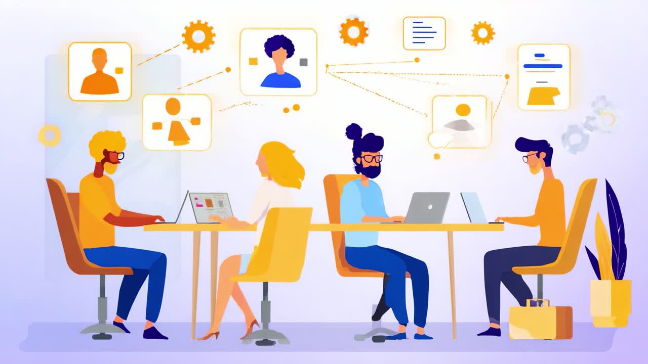 Collaborative Work Environment Featuring Diverse Individuals Engaged in ...