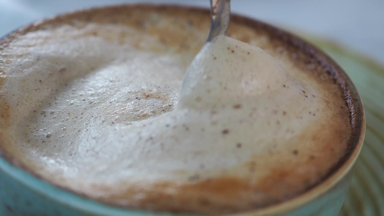 Close-up of a cappuccino