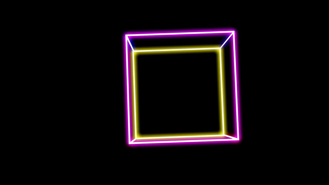 뮤직비디오에 사용하기에 적합한 추상적인 밝은 네온 큐브 회전