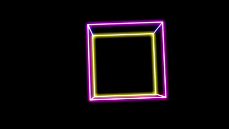 cubo de neón brillante abstracto giratorio adecuado para su uso en un video musical