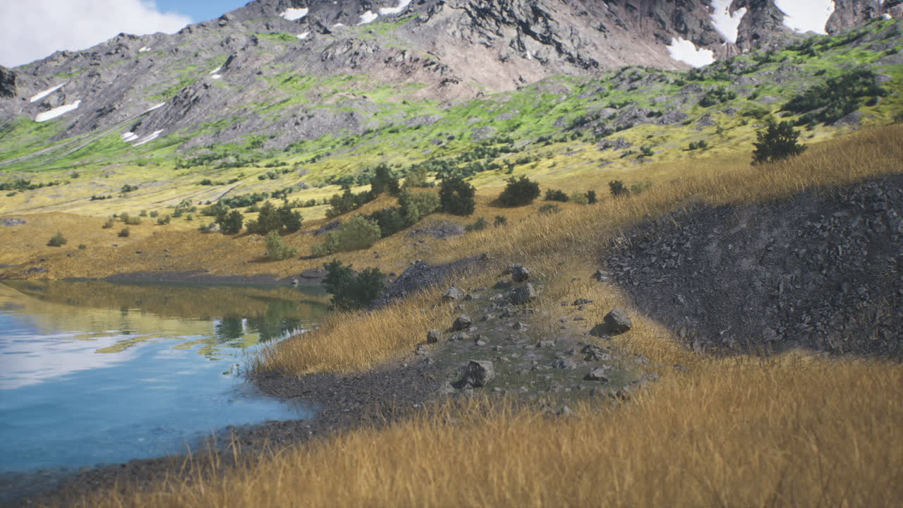 Scenic lakeside view with mountains in the background during daylight