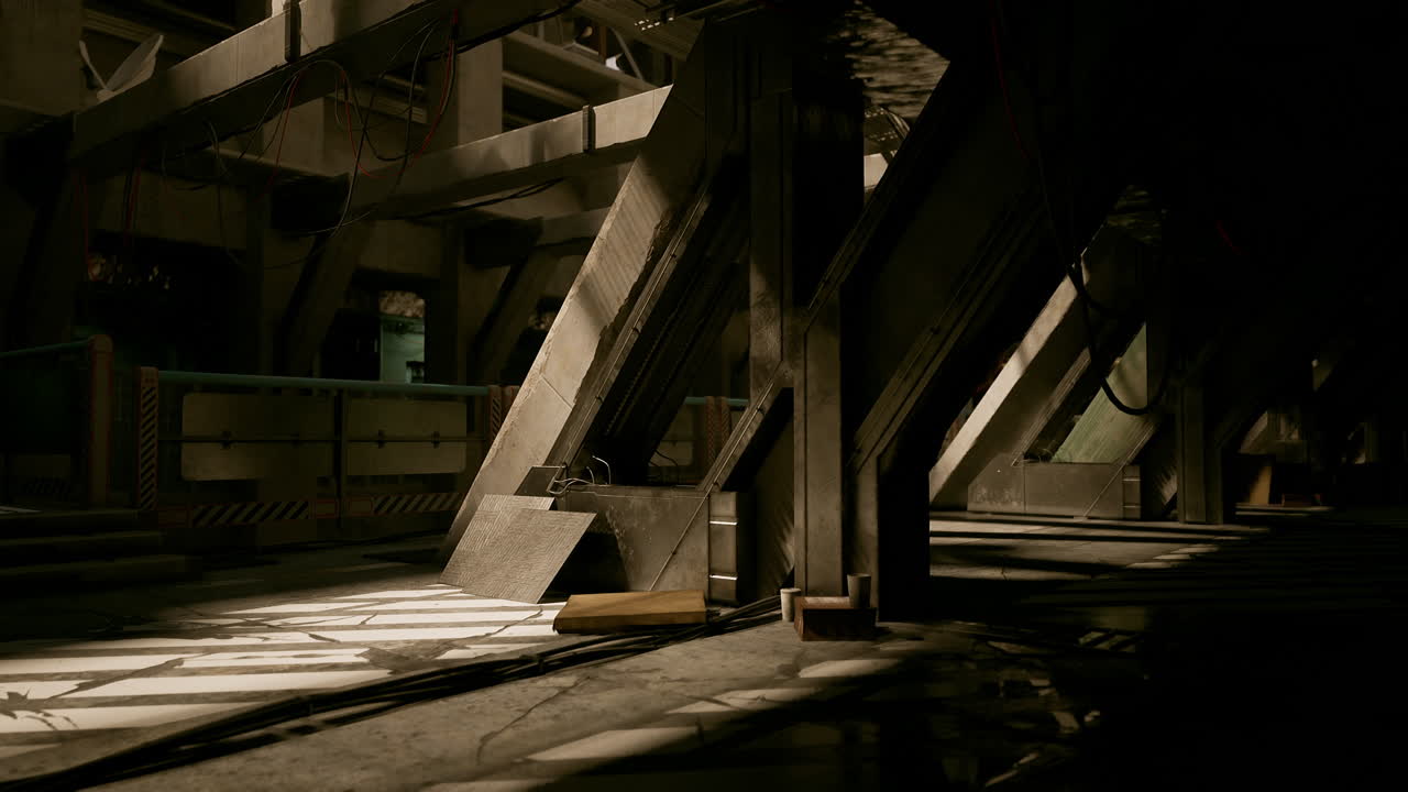 corredor industrial futurista abandonado