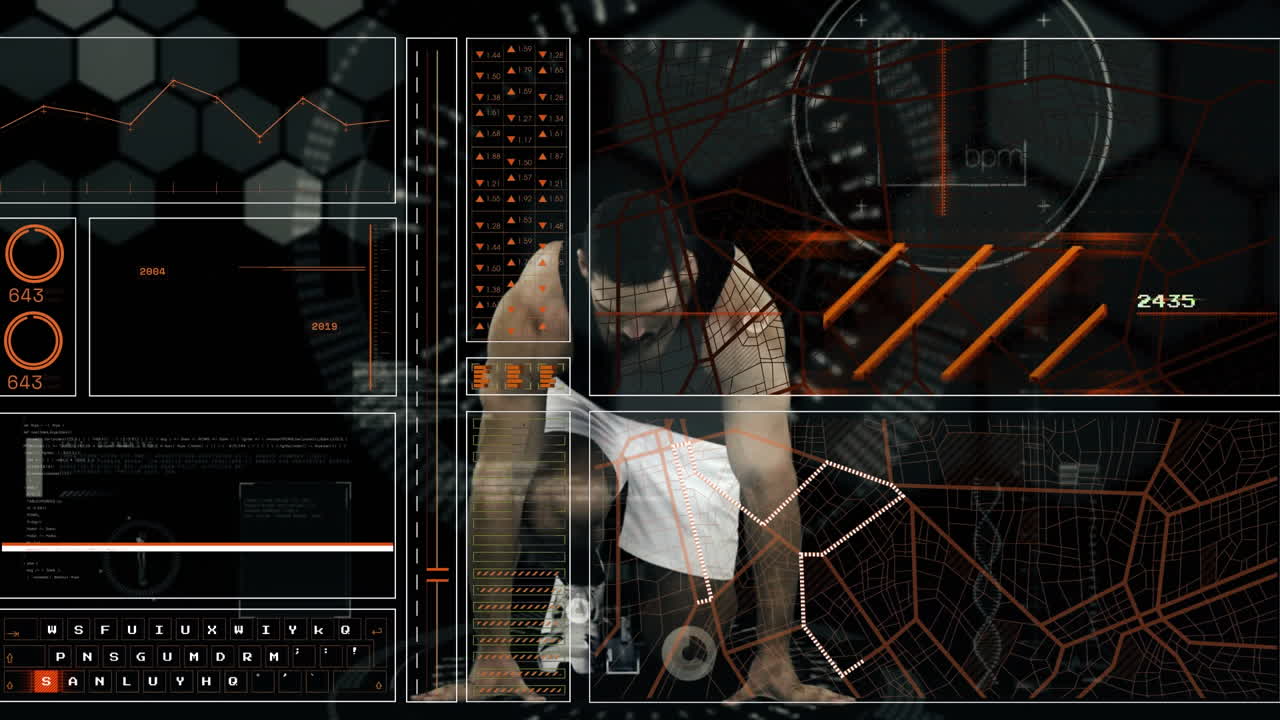 animación del procesamiento de datos sobre hacker con computadora