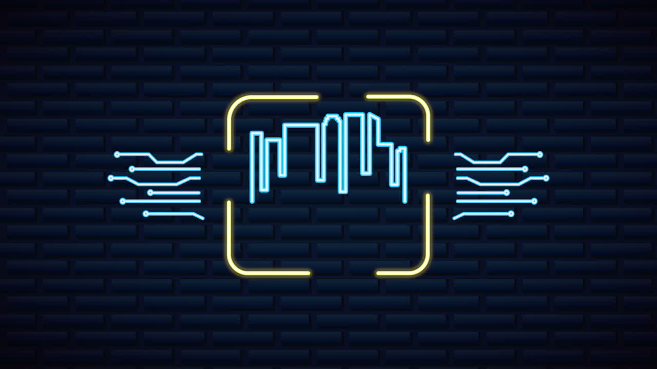wand mit neonlicht-label stadtgebäude
