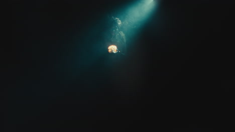 a creepy witch during the night storm