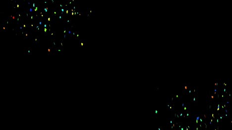 animación de confeti escrito y confeti colorido flotando sobre un fondo negro