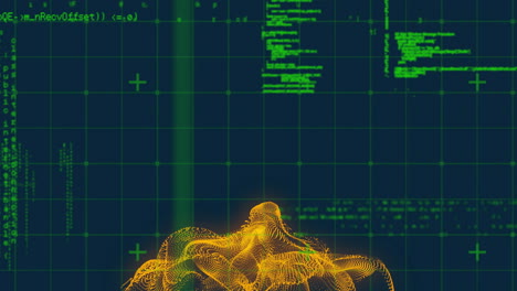 animación de formas con puntos de luz sobre el procesamiento de datos en fondo negro