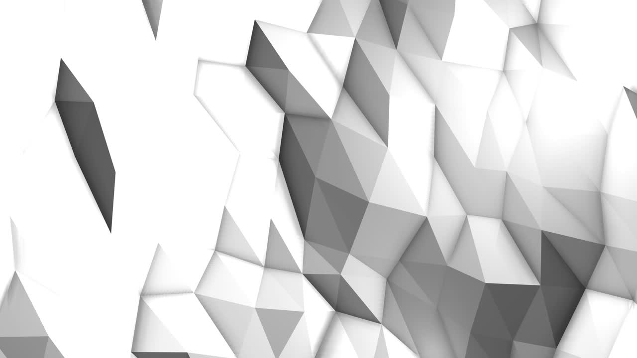 Looped White Low Poly Triangular Background