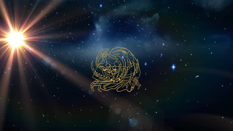 composition of aquarius star sign over starry night sky