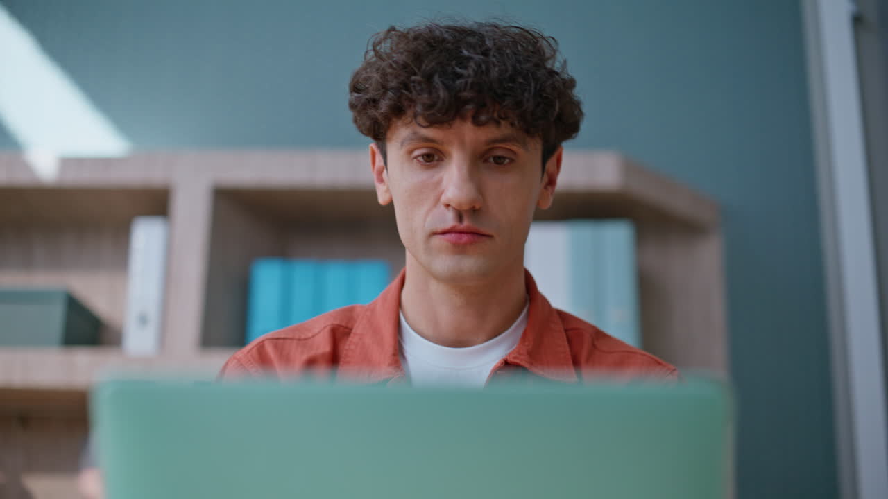 Employee hands inputting data in laptop sitting modern company workplace closeup