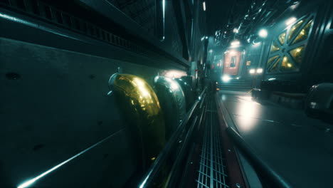 corredor de la nave espacial - interior de ciencia ficción