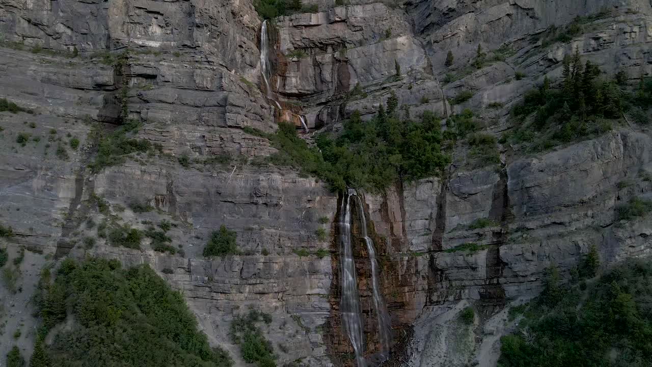 Water Cascade On Boulder At Bridal Veil Falls In South End Of Provo Canyon In Utah