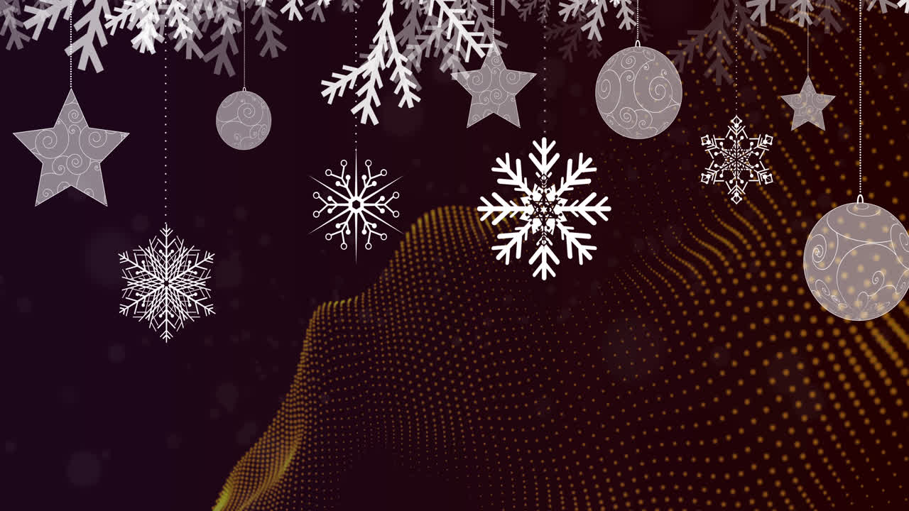 animación de la nieve cayendo sobre la ola gris de puntos