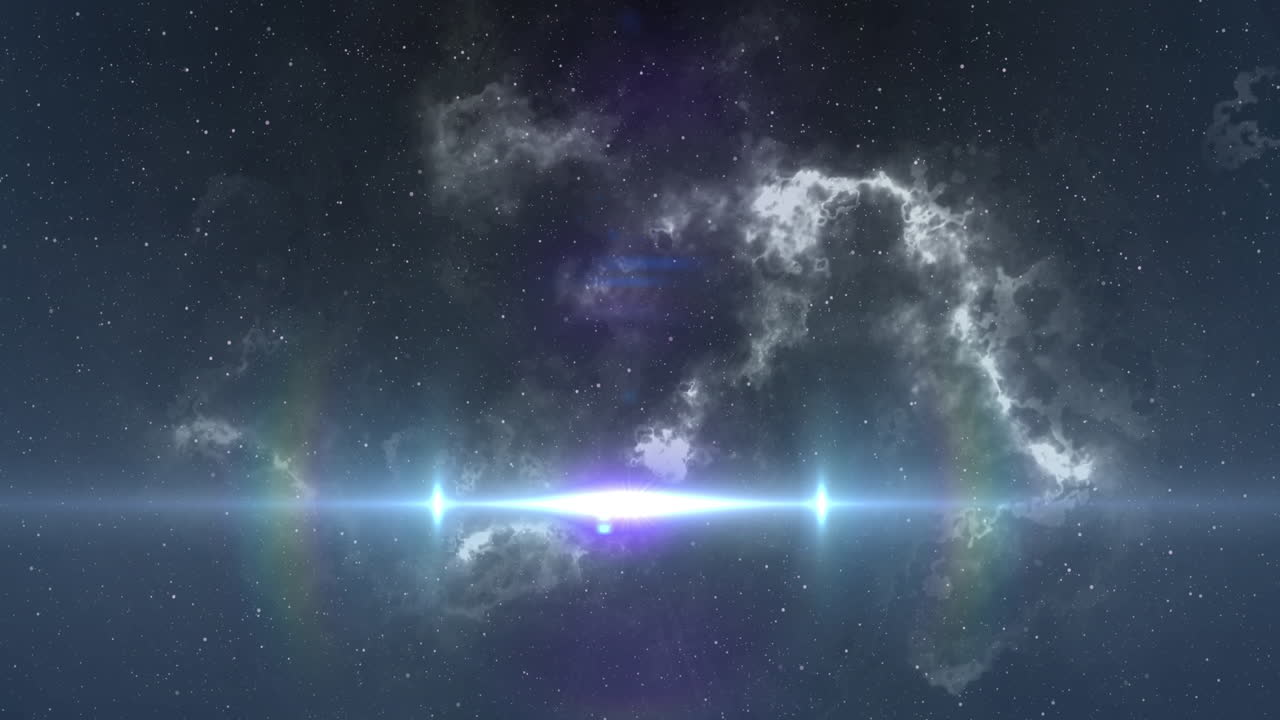 밤하늘의  ⁇  안개 위에 움직이는 빛의  ⁇  반점