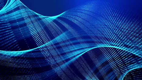 el fondo abstracto en bucle de 4k de partículas de brillo forma líneas, superficies como paisajes futuristas en el ciberespacio o hologramas. tema de ciencia ficción de microworld, nanotecnología o espacio cósmico. espiral azul 8