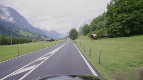 driving in the swiss alps from the famous grindelwald to lauterbrunnen in the rain