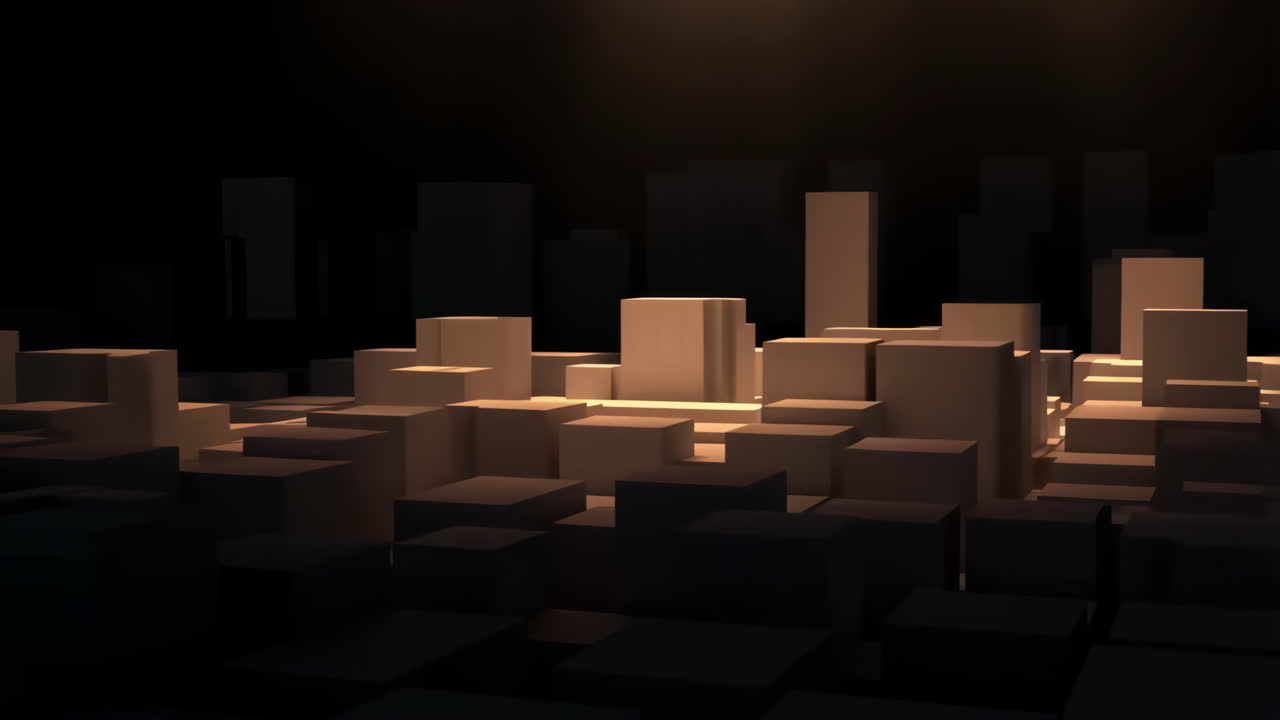 Abstract 3D Block Cityscape with Spotlight