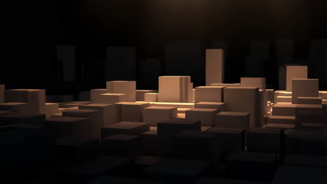 abstract 3d block cityscape with spotlight