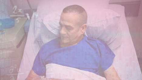 animation of data processing over caucasian male patient