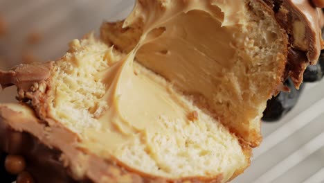 chocolate ferrero donut being open top view