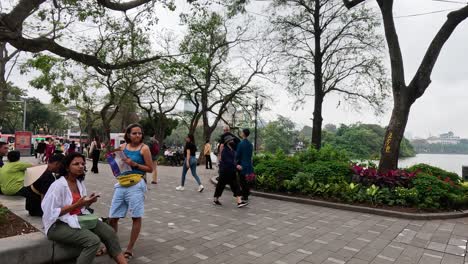 people enjoying a vibrant park setting