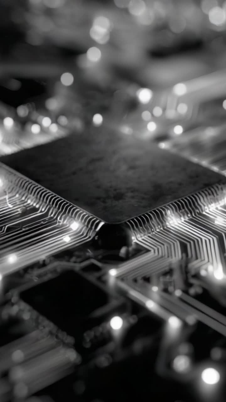 Exploring the Intricate World of Microchips and Circuit Boards: A Close-Up View of Technology's Heartbeat in Black and White