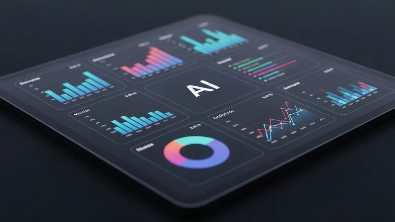 Visualizing Data Analytics and AI: A Modern Dashboard Showcasing Dynamic Graphs and Data Trends in a Sleek User Interface