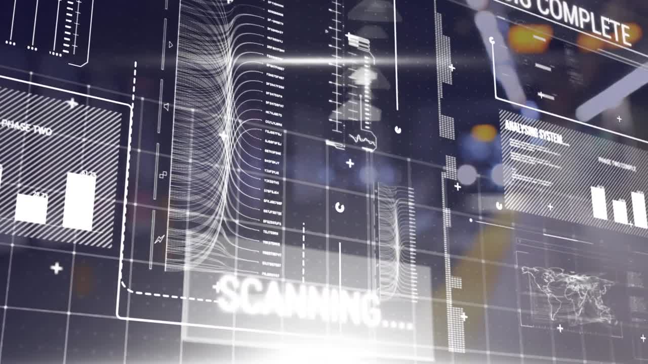 animación del procesamiento de datos sobre el paisaje urbano