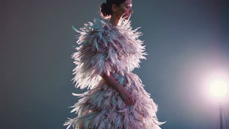 feathered fashion portrait